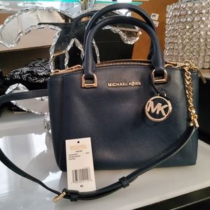 NWT Michael Kors Maxine Small Messenger Satchel Bag Navy Blue